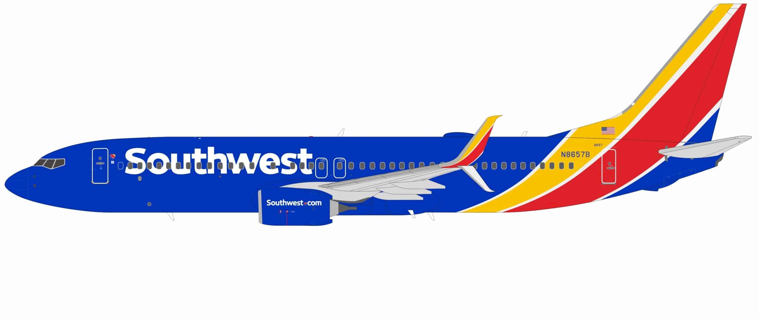 NG Models 1:200 Southwest Airlines Boeing B737-800S N8657B (NG08073)