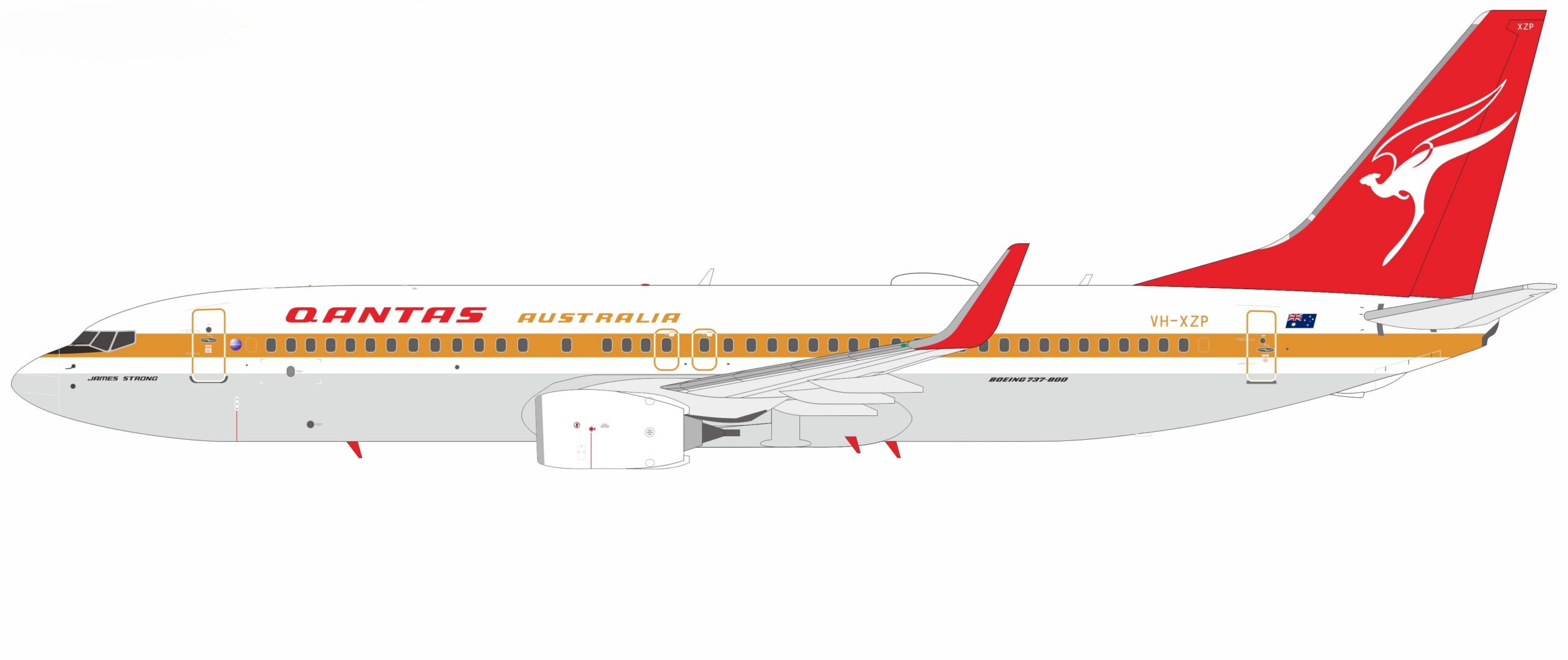 NG Models 1:200 Qantas Airways Boeing B737-800w "Retro Roo" VH-XZP (NG08075)