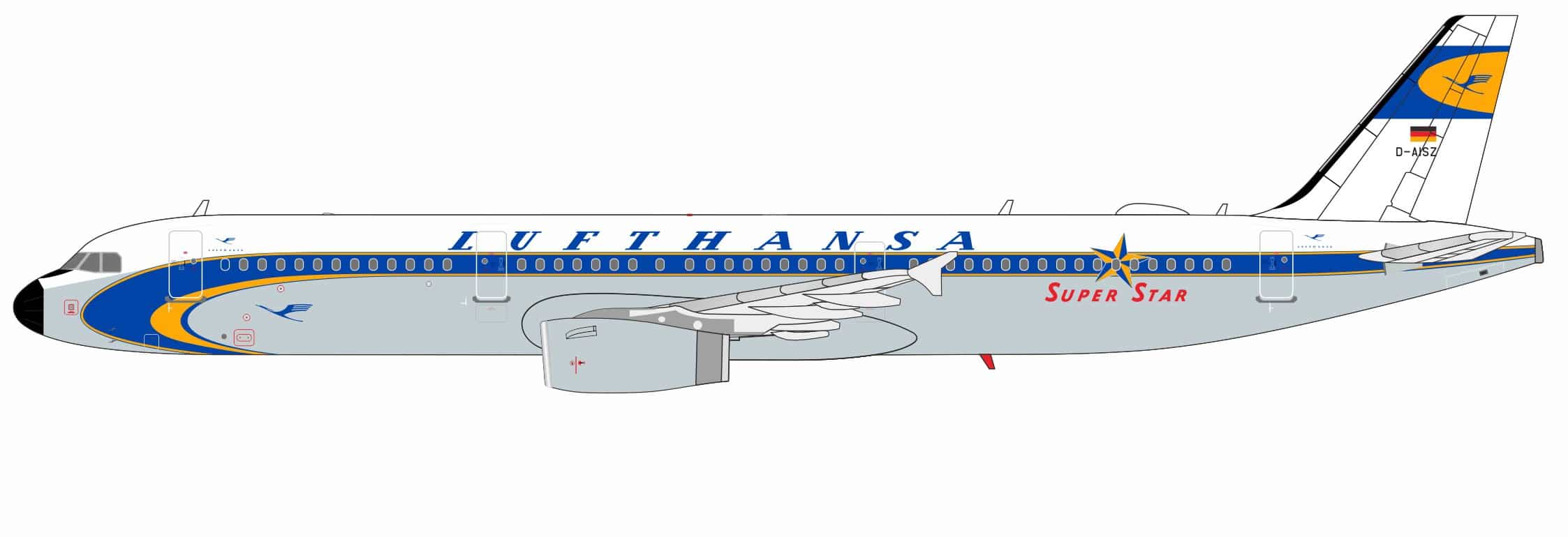 NG Models 1:400 Lufthansa Airbus A321-200 "Super Star Retro" D-AISZ (NG13160)