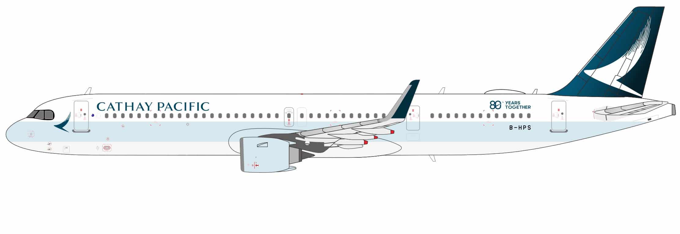 NG Models Ultimate 1:400 Cathay Pacific Airbus A321neo "80 Years Together" B-HPS (NG13164)