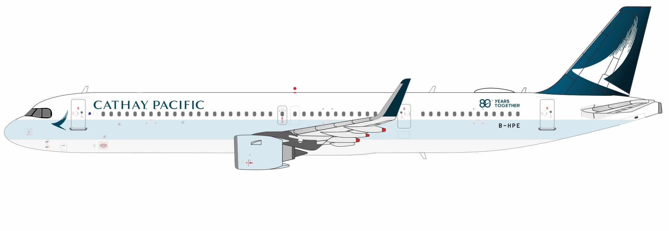 NG Models 1:400 Cathay Pacific Airbus A321neo "80 Years Together" B-HPE (NG13166)