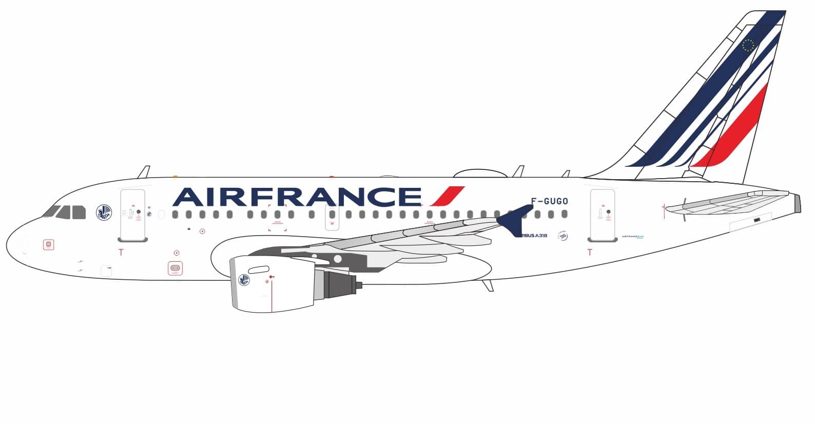 NG Models 1:400 Air France Airbus A318-100 F-GUGO (NG48023)