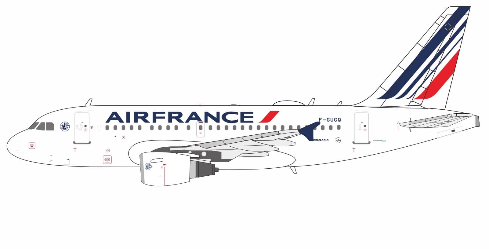 NG Models 1:400 Air France Airbus A318-100 F-GUGQ (NG48024)