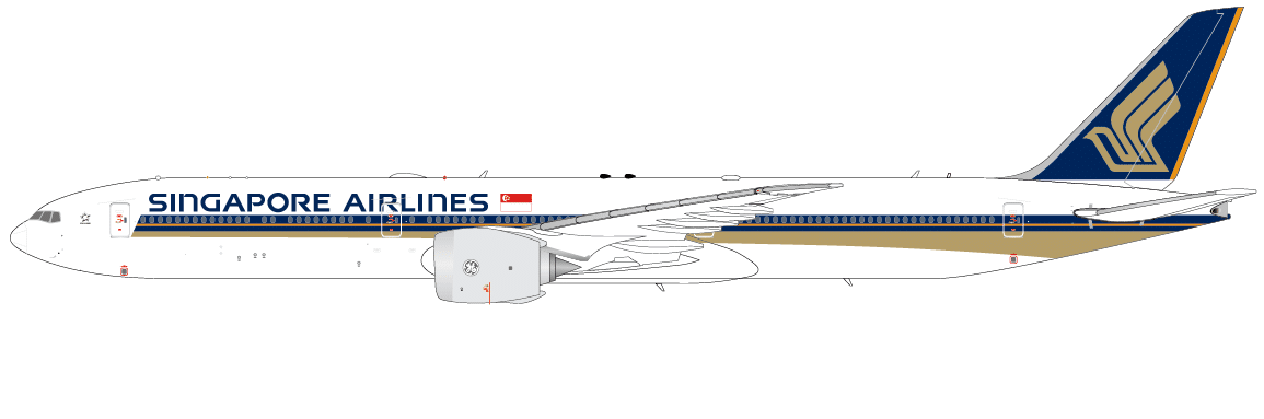 JC Wings 1:400 Singapore Airlines Boeing B777-9X "Folded Wingtips" (XX40607X)