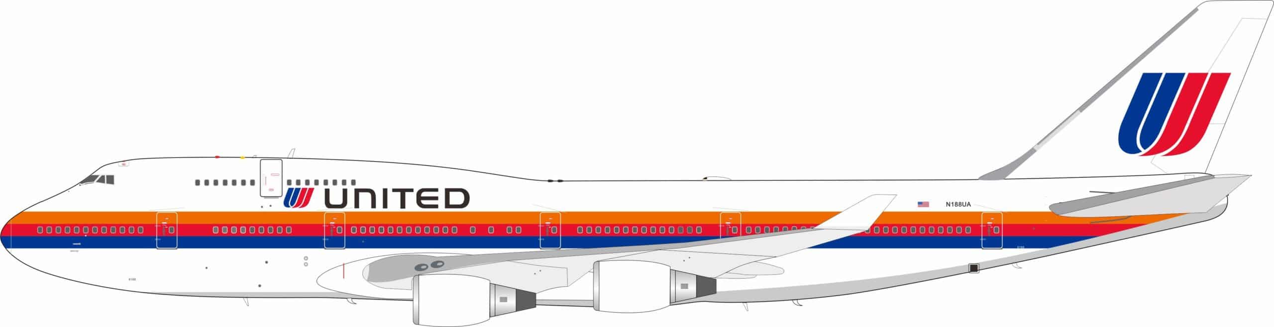 InFlight 200 1:200 United Airlines Boeing B747-400 N188UA (IF744UA0526)