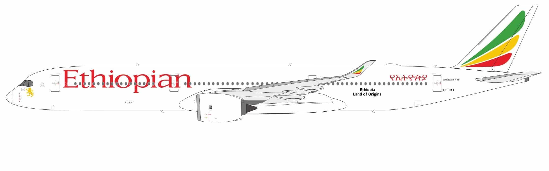 NG Models 1:400 Ethiopian Airlines Airbus A350-1000 XWB ET-BAX (NG57037)