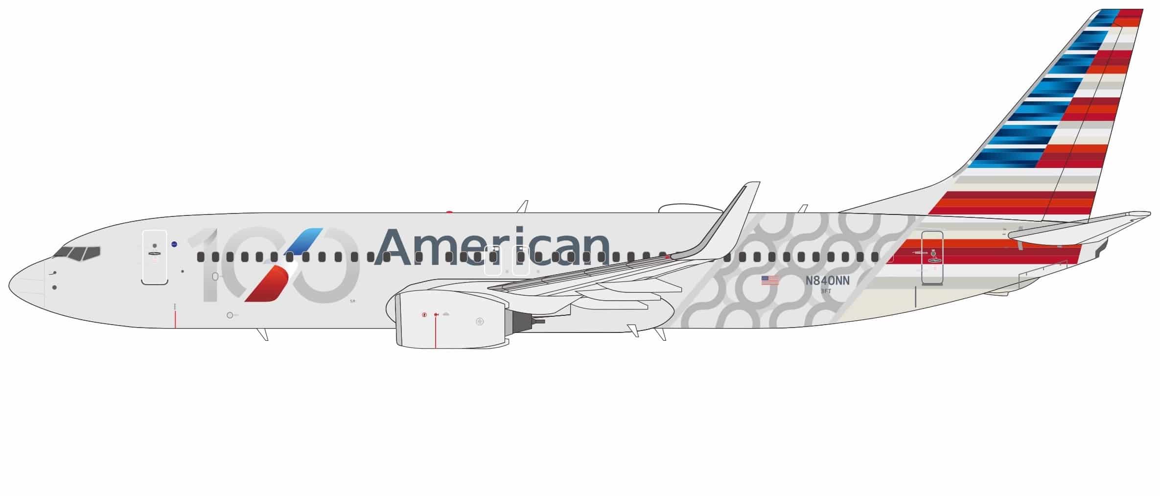 NG Models Ultimate 1:400 American Airlines Boeing B737-800w "100th Anniversary" N840NN (NG58258)