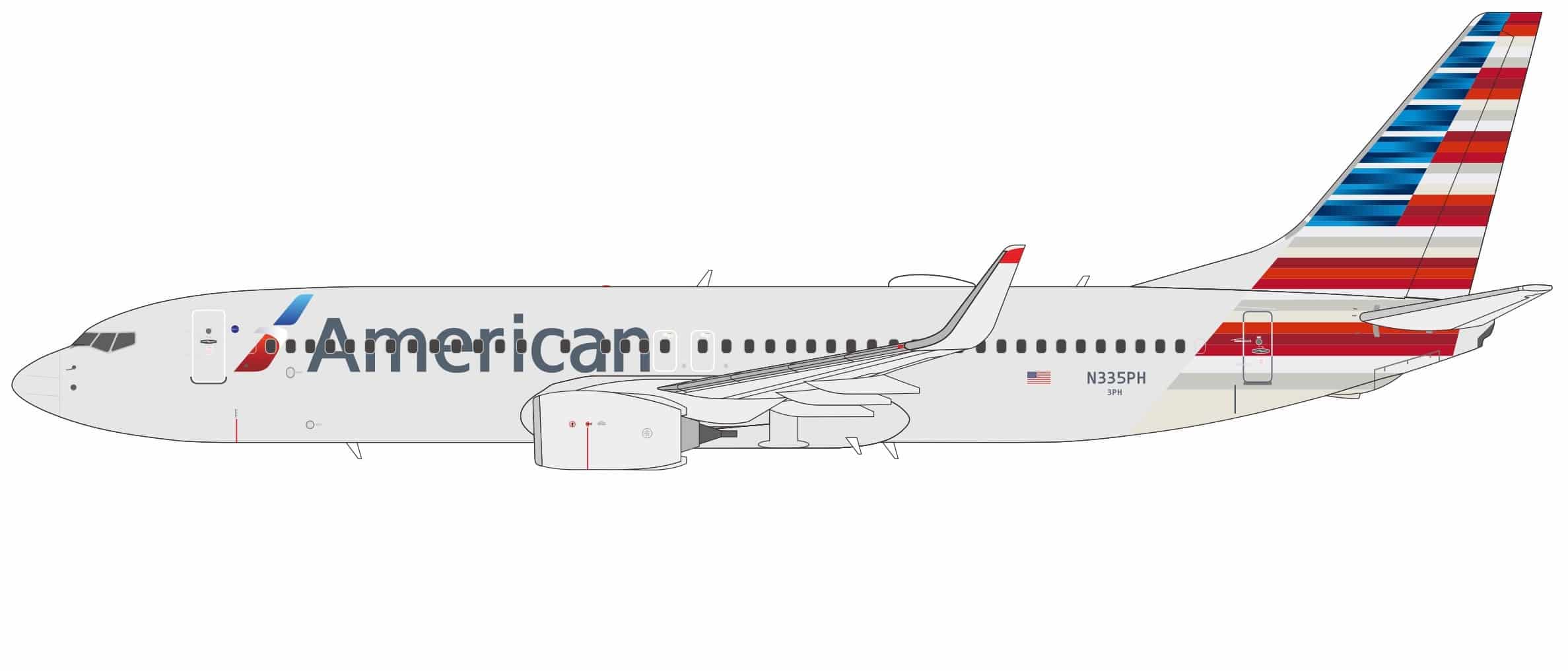 NG Models 1:400 American Airlines Boeing B737-800w N335PH (NG58261)