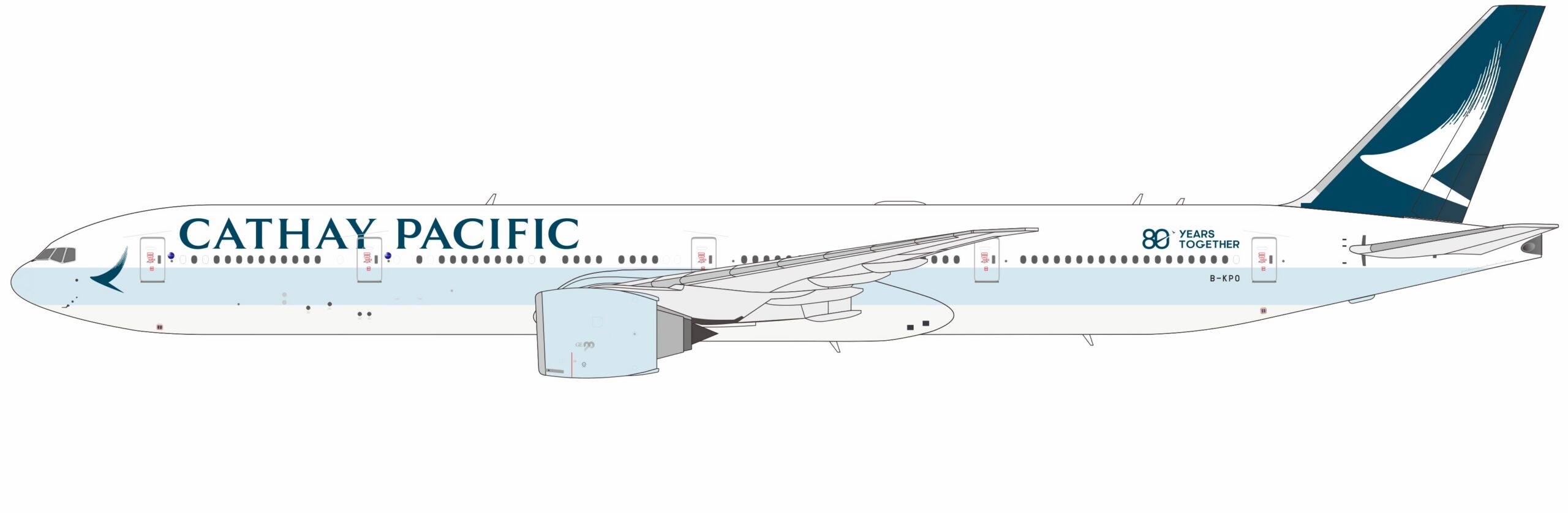 NG Models 1:400 Cathay Pacific Boeing B777-300(ER) "80th Anniversary" B-KPO (NG73108)
