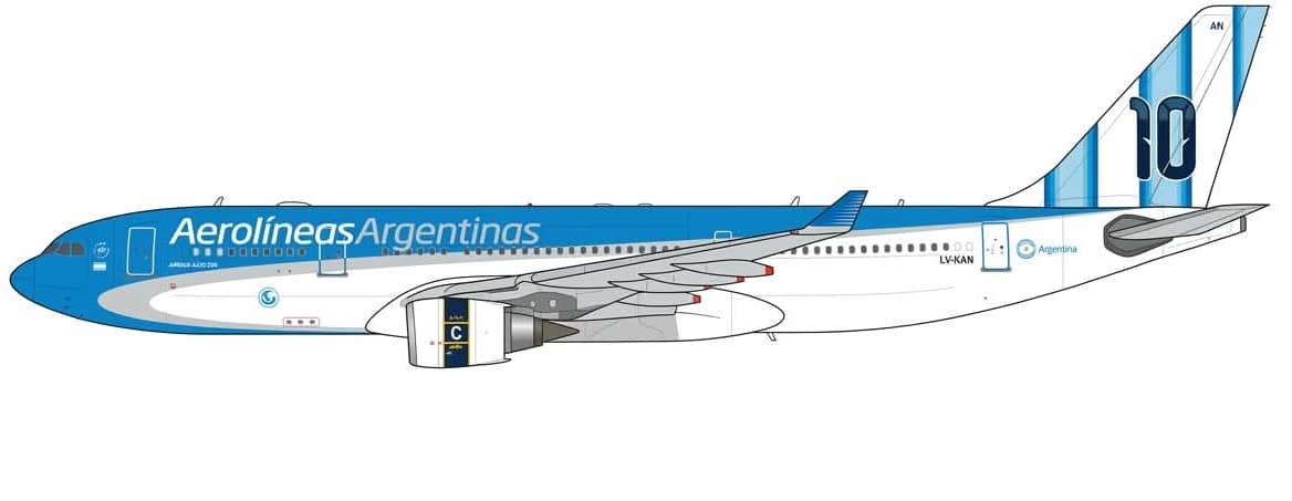 JC Wings 1:400 Aerolineas Argentinas Airbus A330-200 "2026 National Football Team" LV-KAN (SA4132)