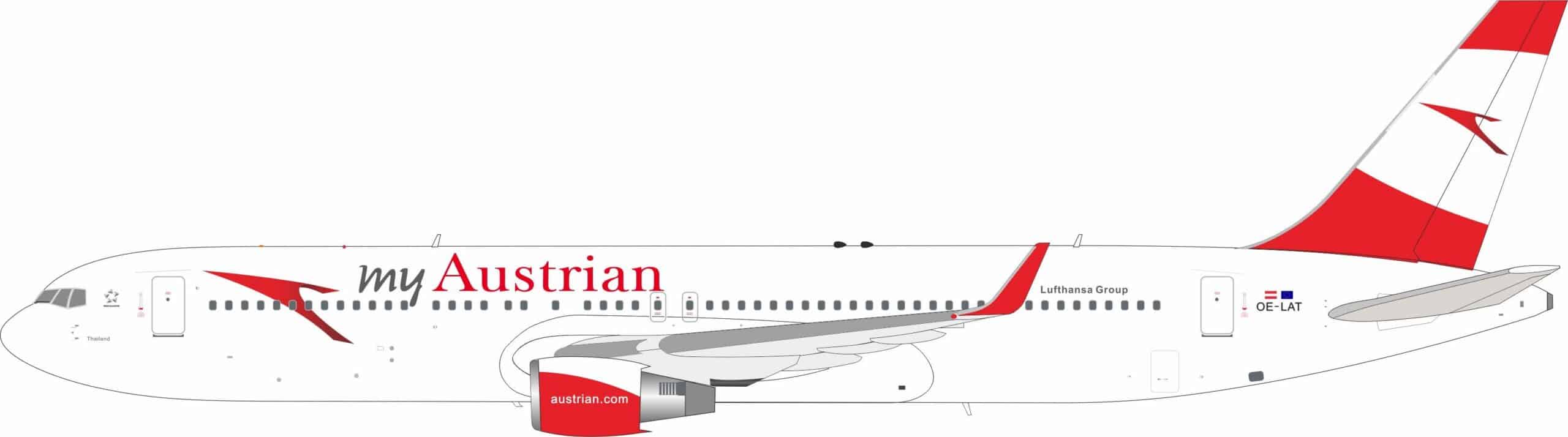 InFlight 200 1:200 Austrian Airlines Boeing B767-300(ER)w "Thailand" OE-LAT (IF763OE0526)