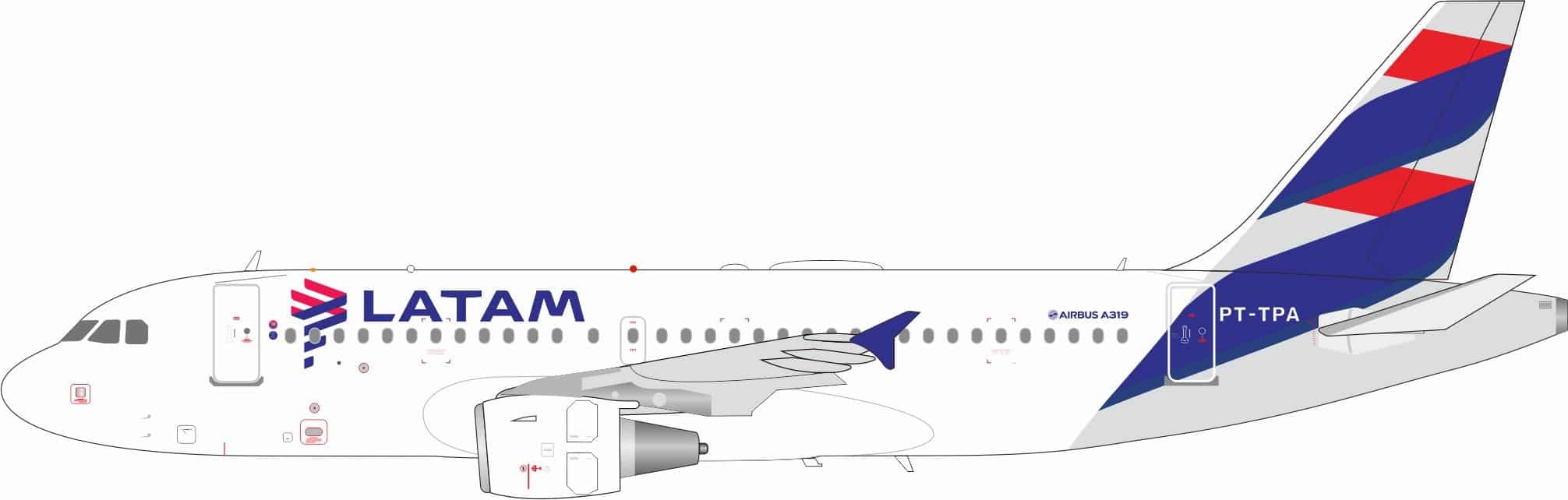 InFlight 200 1:200 LATAM Airlines Brasil Airbus A319-100 PT-TPA (IF319LA1126)