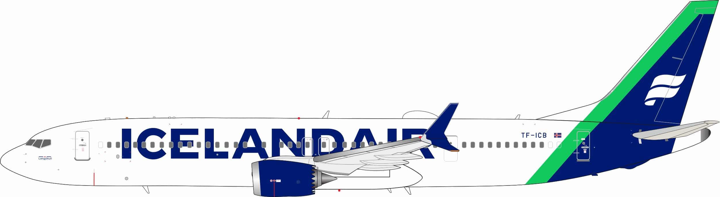 InFlight 200 1:200 Icelandair Boeing B737 MAX 9 "Langjokull" TF-ICB (IF739MFI1025)