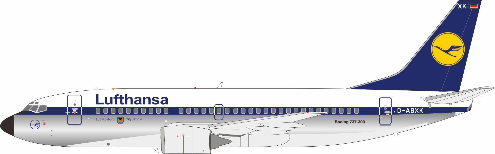 J-Fox Models 1:200 Lufthansa Boeing B737-300 "Ludwigsburg" D-ABXK (JF-737-3-003L)
