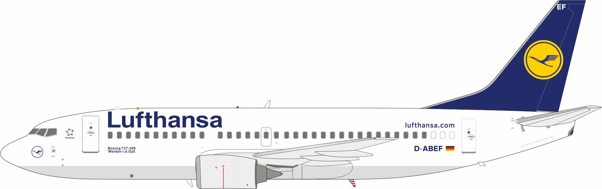 J-Fox Models 1:200 Lufthansa Boeing B737-300 "Weiden i. d. Opf." D-ABEF (JF-737-3-004L)
