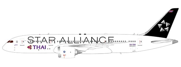 JC Wings 1:400 Thai Airways Boeing B787-8 Dreamliner "Star Alliance - Flaps Down" HS-TQO (LH4459A)