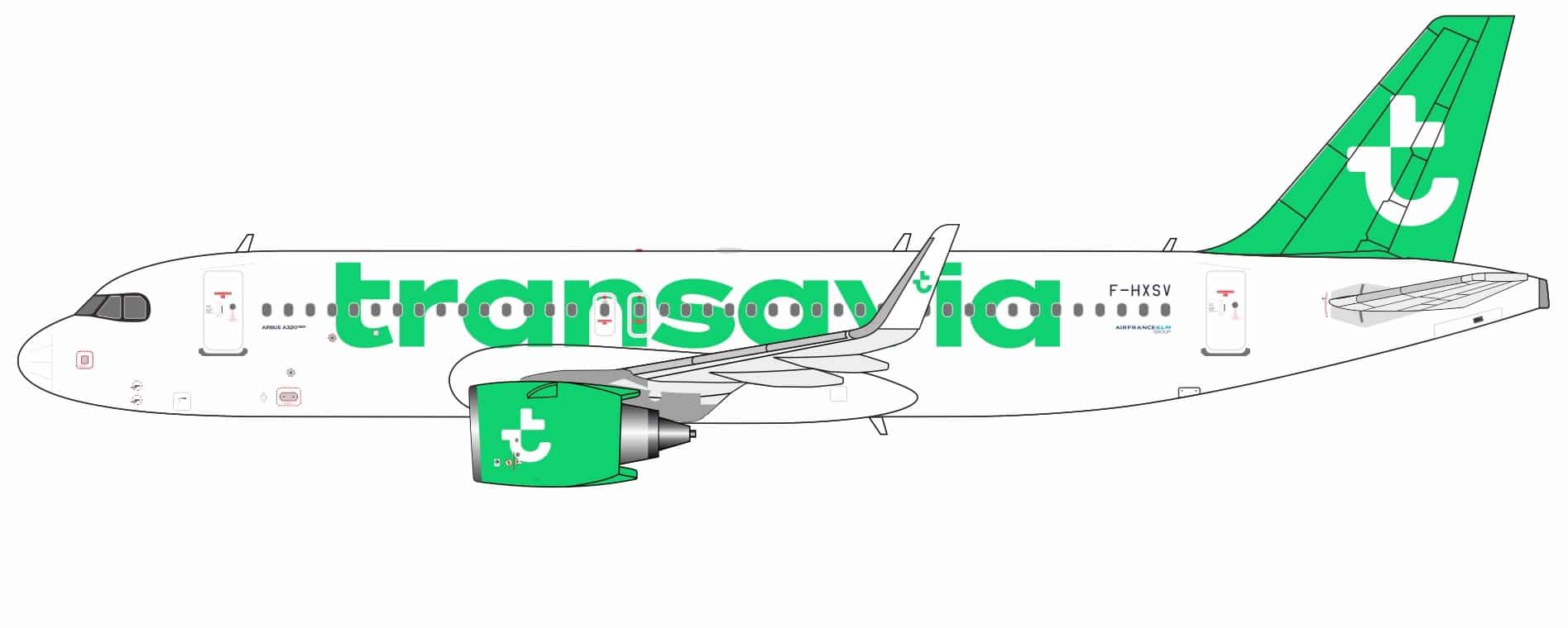 NG Models 1:400 Transavia France Airbus A320neo F-HXSV (NG15068)