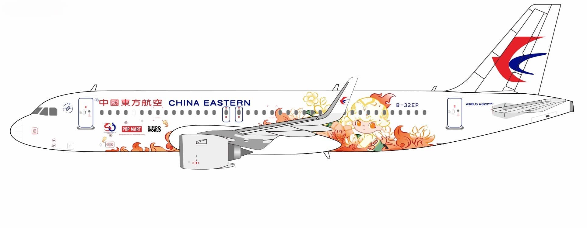 NG Models 1:400 China Eastern Airlines Airbus A320neo "Pop Mart DIMOO" B-32EP (NG15081)