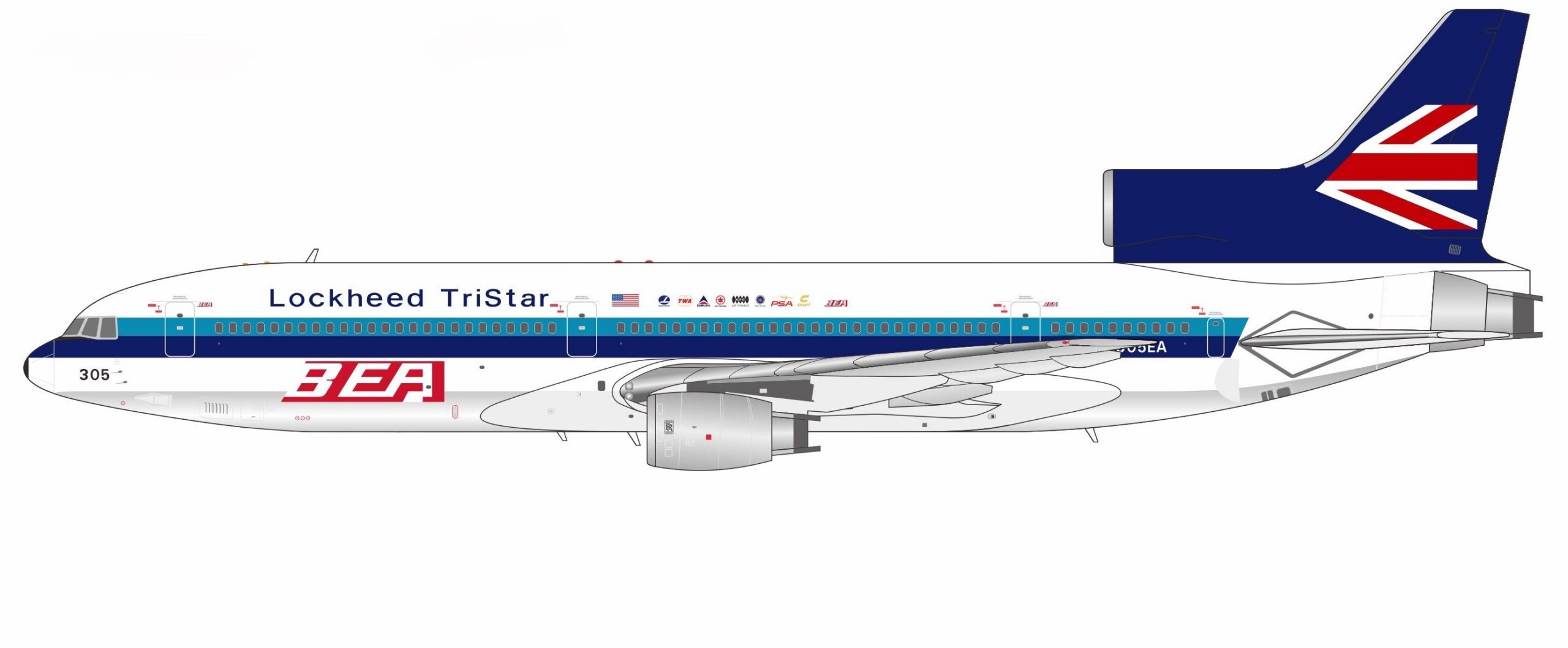 NG Models 1:400 Lockheed L-1011 TriStar 1 "BEA Demonstrator" N305EA (NG31041)