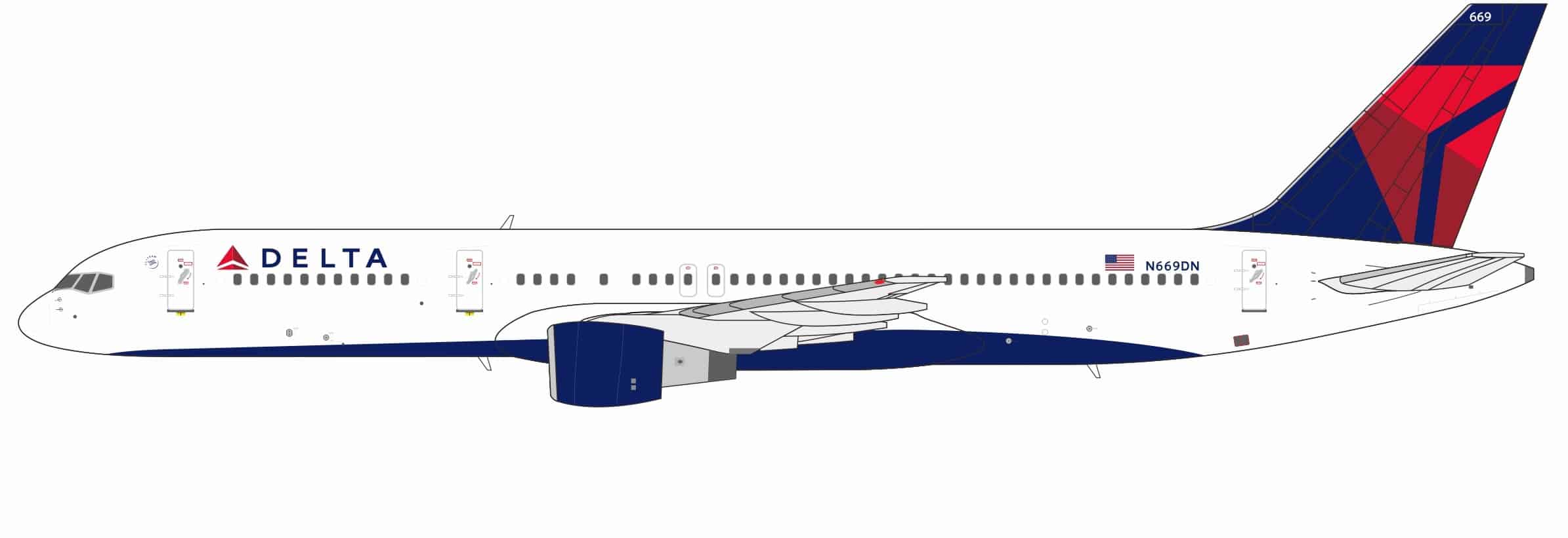 NG Models 1:200 Delta Air Lines Boeing B757-200 N669DN (NG42058)