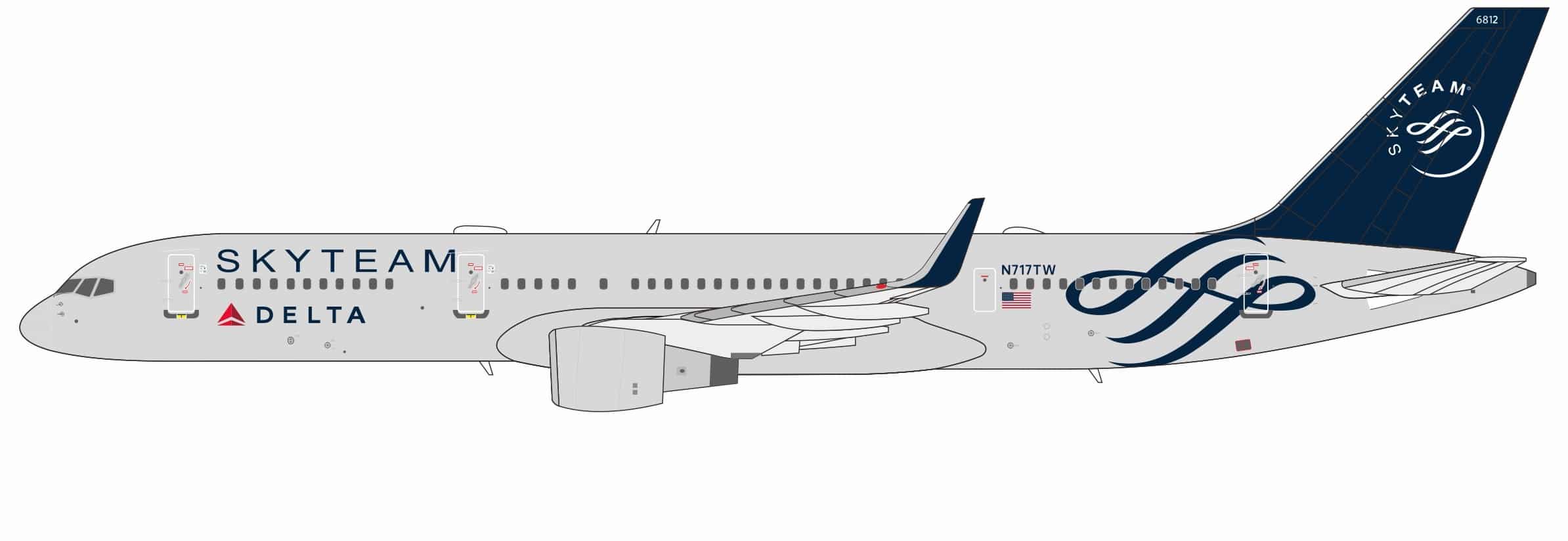 NG Models 1:200 Delta Air Lines Boeing B757-200w "SkyTeam" N717TW (NG42062)