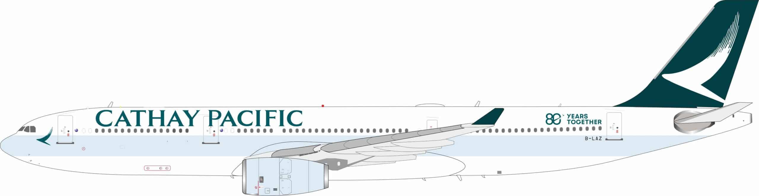J-Fox Models 1:200 Cathay Pacific Airbus A330-300 "80th Anniversary" B-LAZ (WB-A330-3-009)