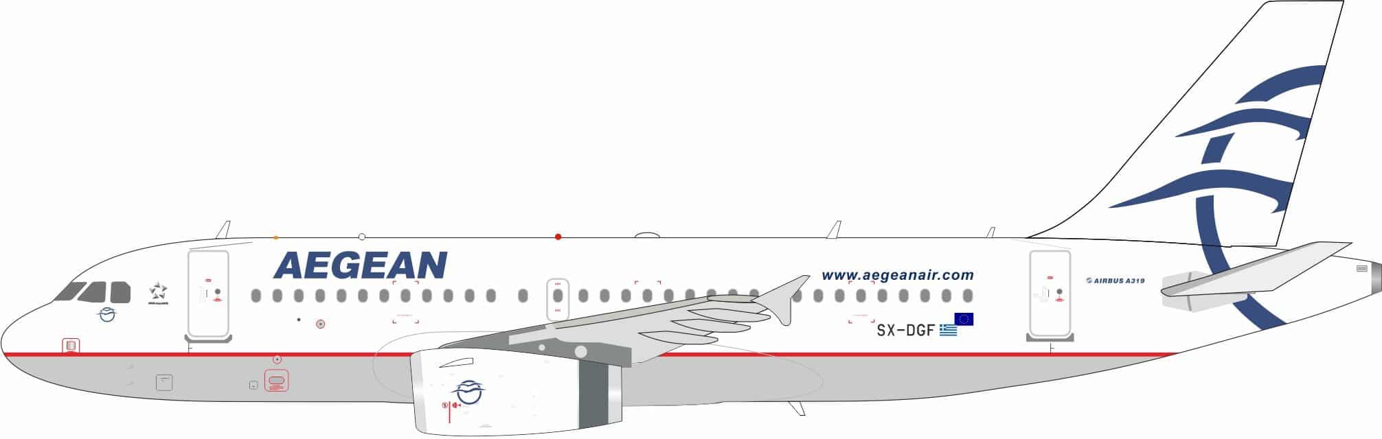 InFlight 200 1:200 Aegean Airlines Airbus A319-100 SX-DGF (IF319NA0726)