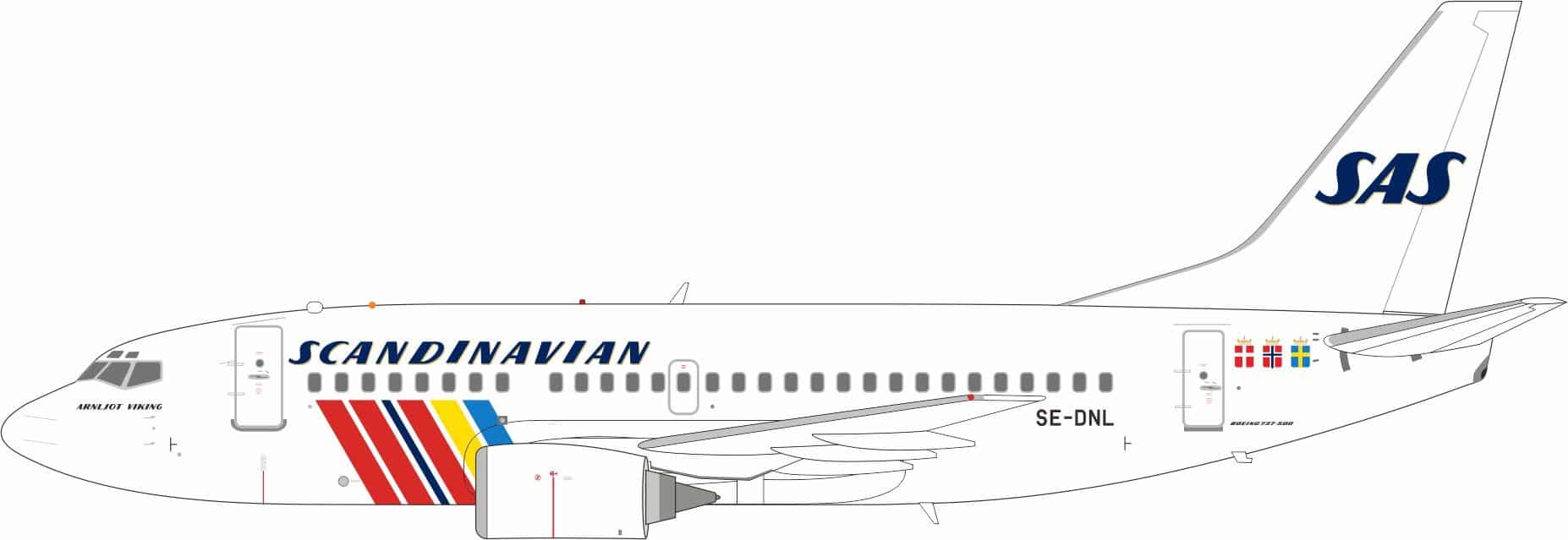 InFlight 200 1:200 SAS Scandinavian Airlines Boeing B737-500 "Arnljot Viking" SE-DNL (IF735SK1126)