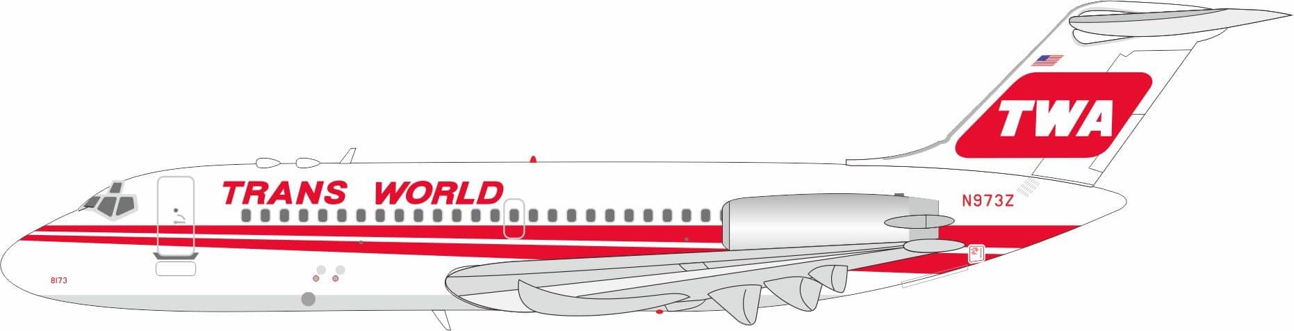 InFlight 200 1:200 Trans World Airlines (TWA) McDonnell Douglas DC-9-10 N973Z (IF915TW1026)