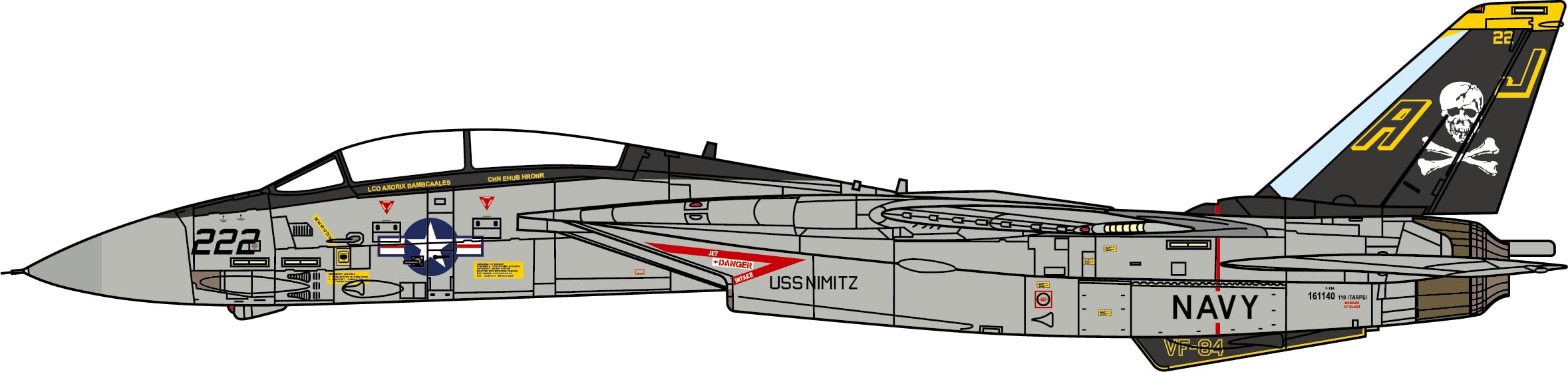 JC Wings Military 1:72 United States Navy (USN) Grumman F-14A Tomcat, VF-84 "Jolly Rogers" 161140 (JCW-72-F14-028)
