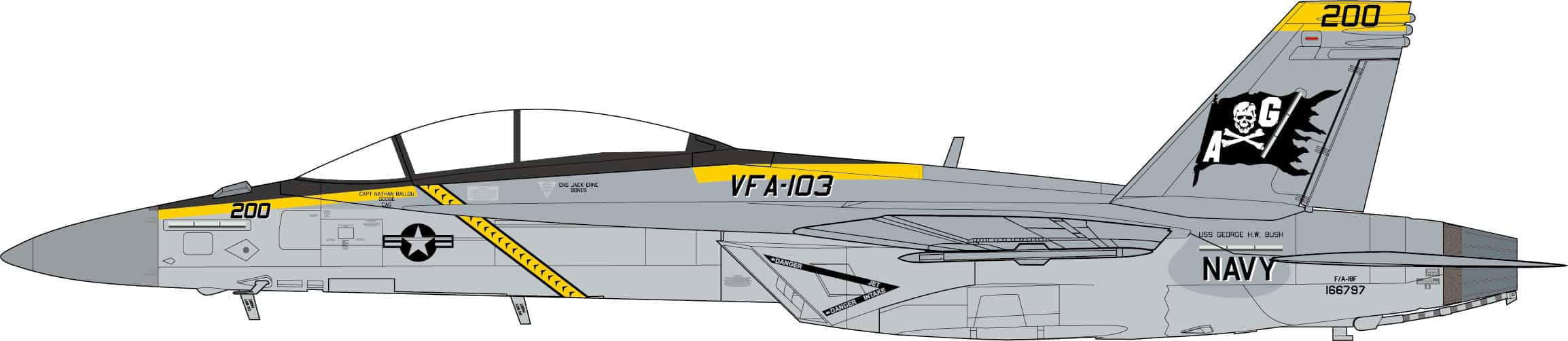 JC Wings Military 1:72 United States Navy (USN) McDonnell Douglas F/A-18F Super Hornet, VFA-103 "Jolly Rogers" 166797 (JCW-72-F18-030)