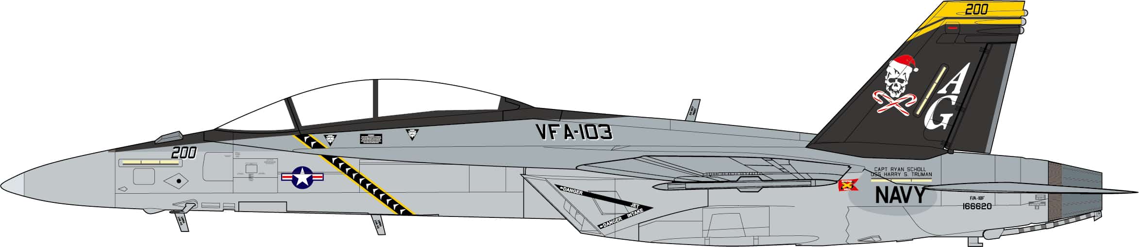 JC Wings Military 1:72 United States Navy (USN) McDonnell Douglas F/A-18F Super Hornet, VFA-103 "Jolly Rogers" 166797 (JCW-72-F18-031)