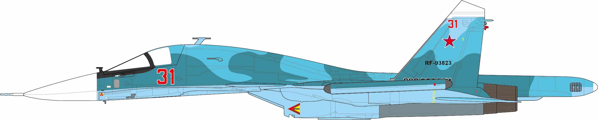 JC Wings Military 1:72 Russian Air Force Sukhoi Su-34 Fullback, Ukraine 2022 "31 Red" RF-93823 (JCW-72-SU34-010)