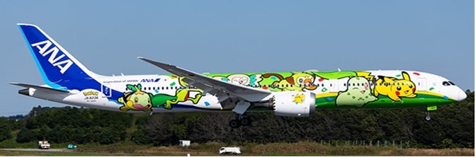 JC Wings 1:400 ANA All Nippon Airways Boeing B787-9 Dreamliner "Green Pokemon - Flaps Down" JA923A (SA4126A)