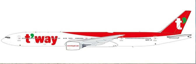 JC Wings 1:400 T'Way Air Boeing B777-300(ER) "Flaps Down" HL8707 (XX40681A)