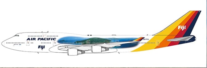 JC Wings 1:400 Air Pacific Boeing B747-400 "Island of Viti Levu" DQ-FJL (XX40772)